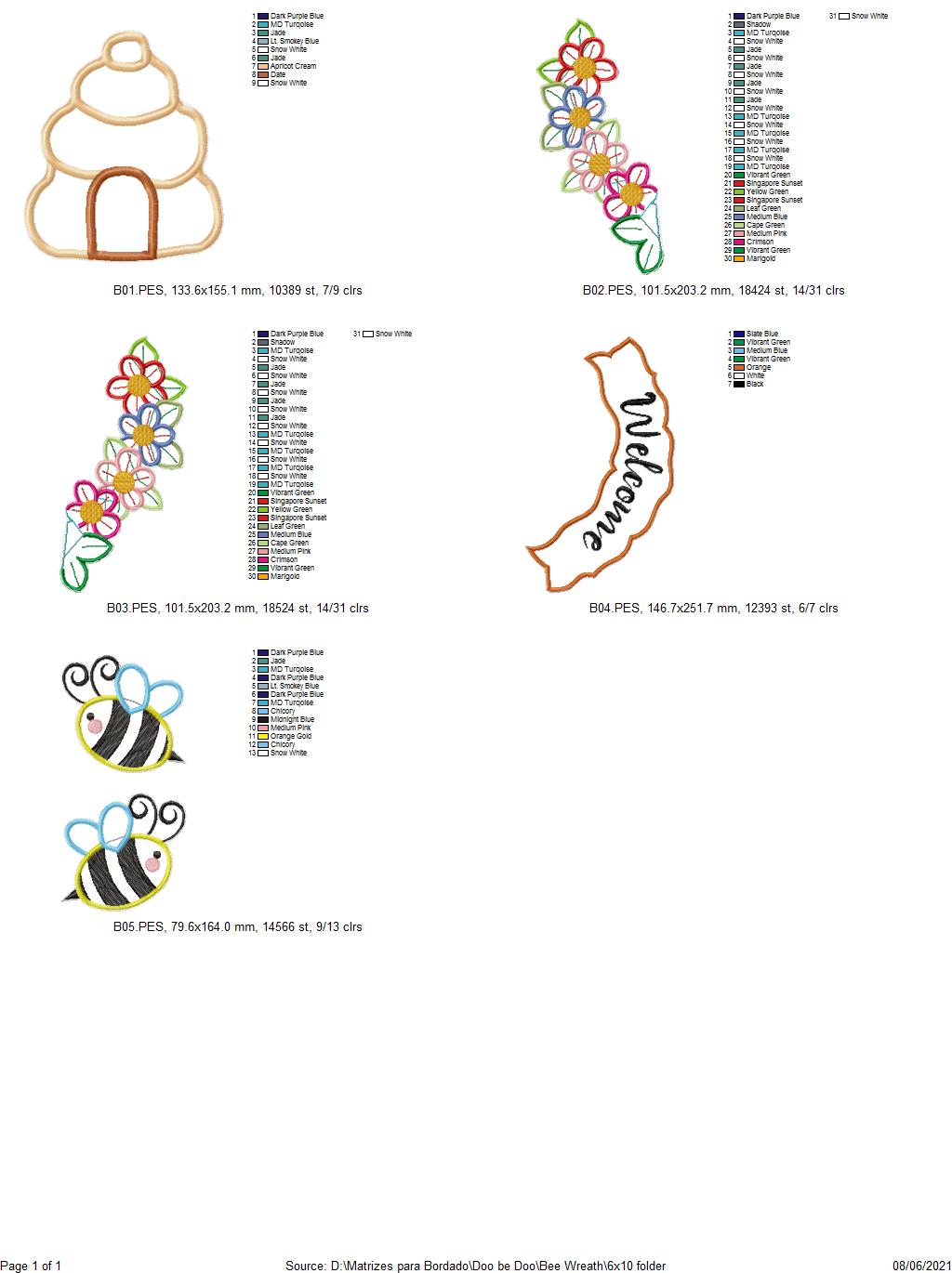 Bee House Welcome Wreath - ITH Project - Machine Embroidery Design