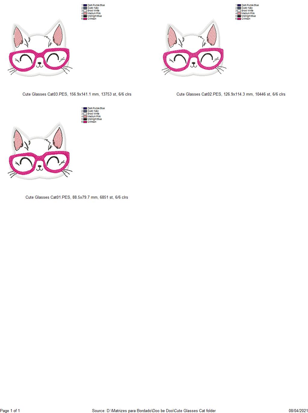 Kitty Cat Glasses - Applique
