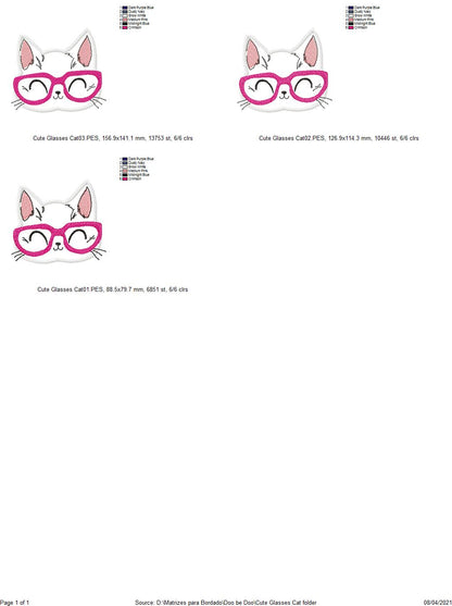 Kitty Cat Glasses - Applique