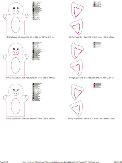 Pig Puppet - ITH Project - Machine Embroidery Design