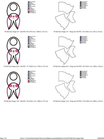 Halloween Bat Door Hanger - ITH Project - Machine Embroidery Design