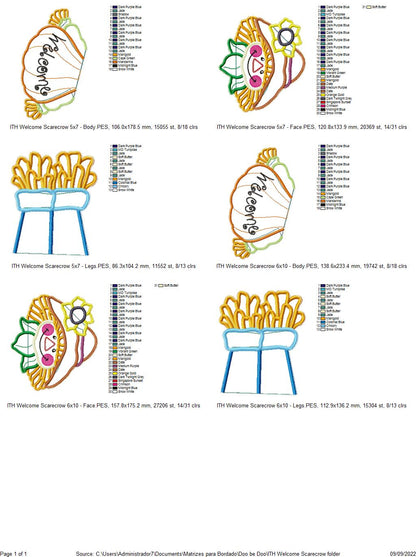 Scarecrow Vase Ornaments Set of 2 designs - ITH Project - Machine Embroidery Design