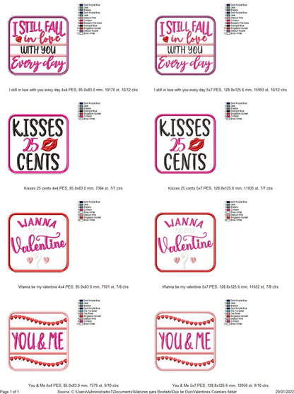 Valentine´s Day Coasters - ITH Project - Machine Embroidery Design