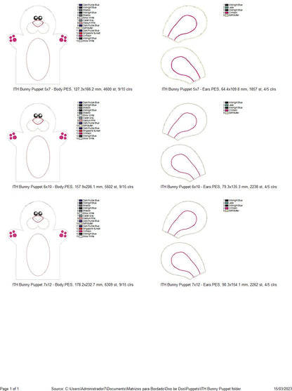 Bunny Puppet - ITH Project - Machine Embroidery Design