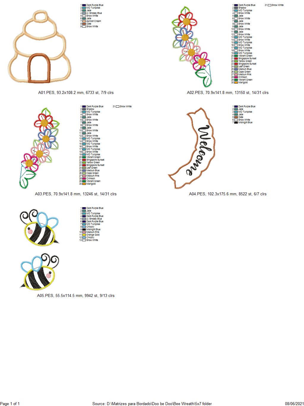 Bee House Welcome Wreath - ITH Project - Machine Embroidery Design