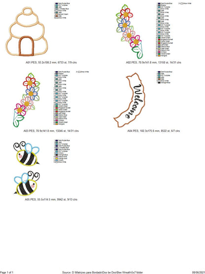 Bee House Welcome Wreath - ITH Project - Machine Embroidery Design