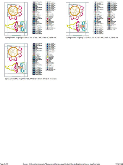 Spring Gnome Mug Rug - ITH Project - Machine Embroidery Design
