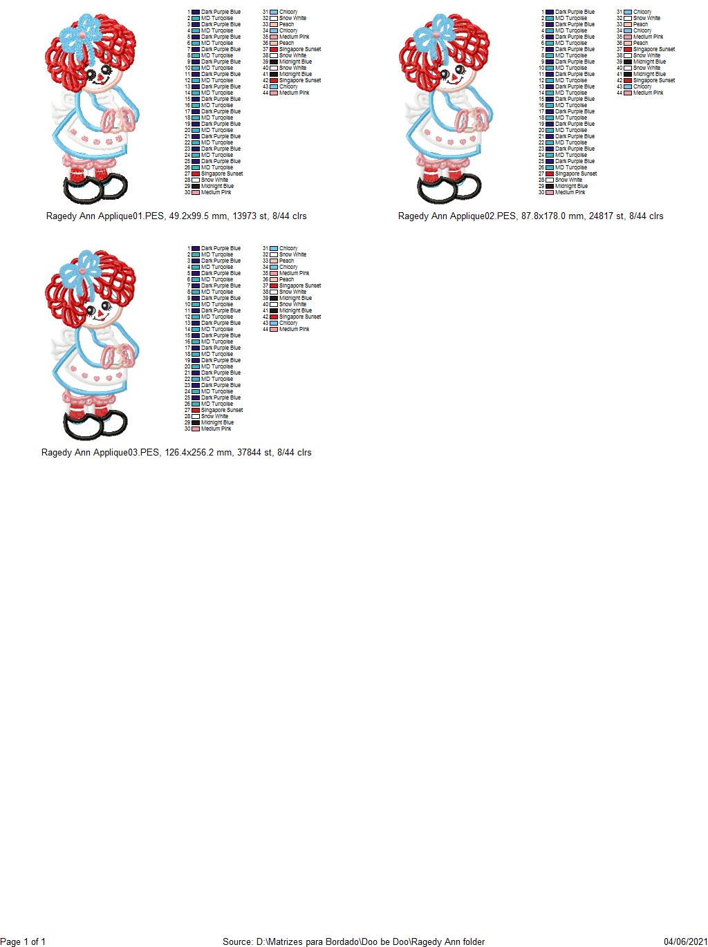 Rag doll Girl - Applique