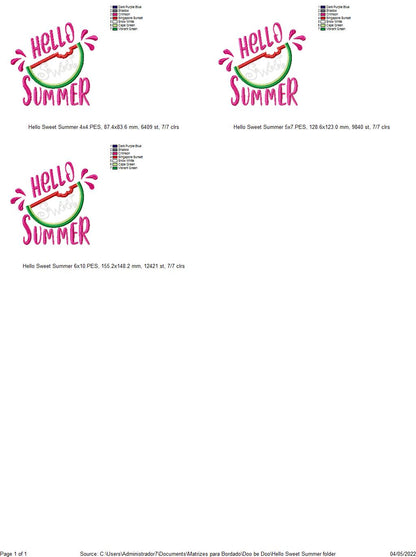 Hello Sweet Summer - Applique