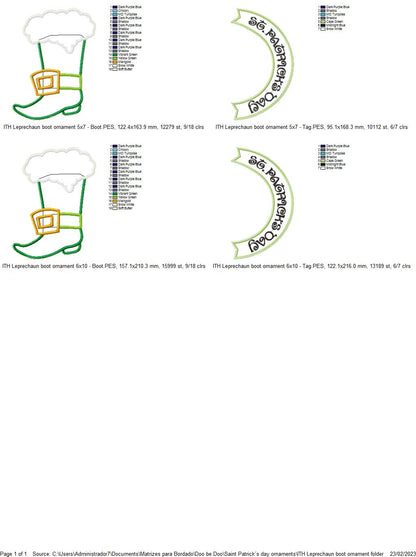 Leprechaun Boot Ornament - ITH Project - Machine Embroidery Design