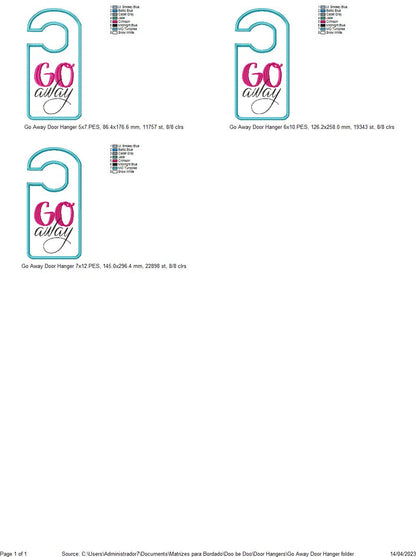 Go Away Door Hanger - ITH Project - Machine Emboridery Design