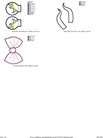 Mouse Ears Maleficent Headband - ITH Project - Machine Embroidery Design