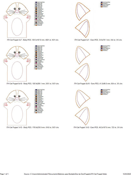 Cat Puppet - ITH Project - Machine Embroidery Design
