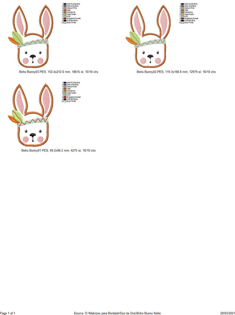 Boho Bunny  - Applique