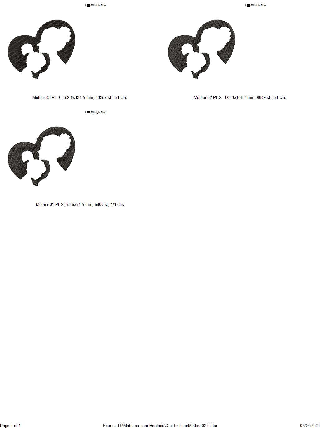 Mother with girl Silhouette - Fill Stitch