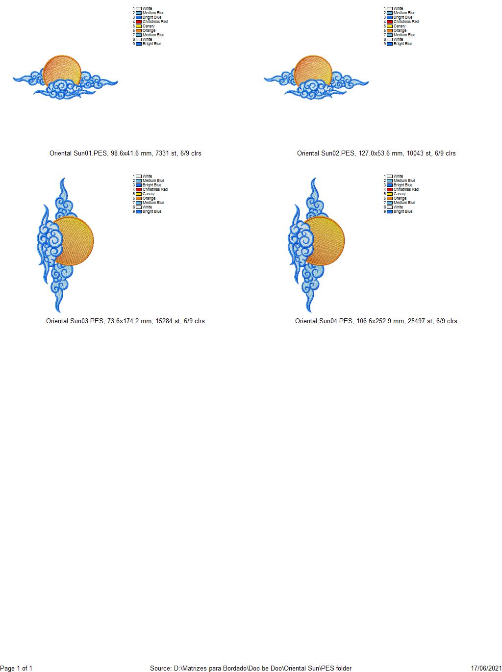 Oriental Sun - Fill Stitch