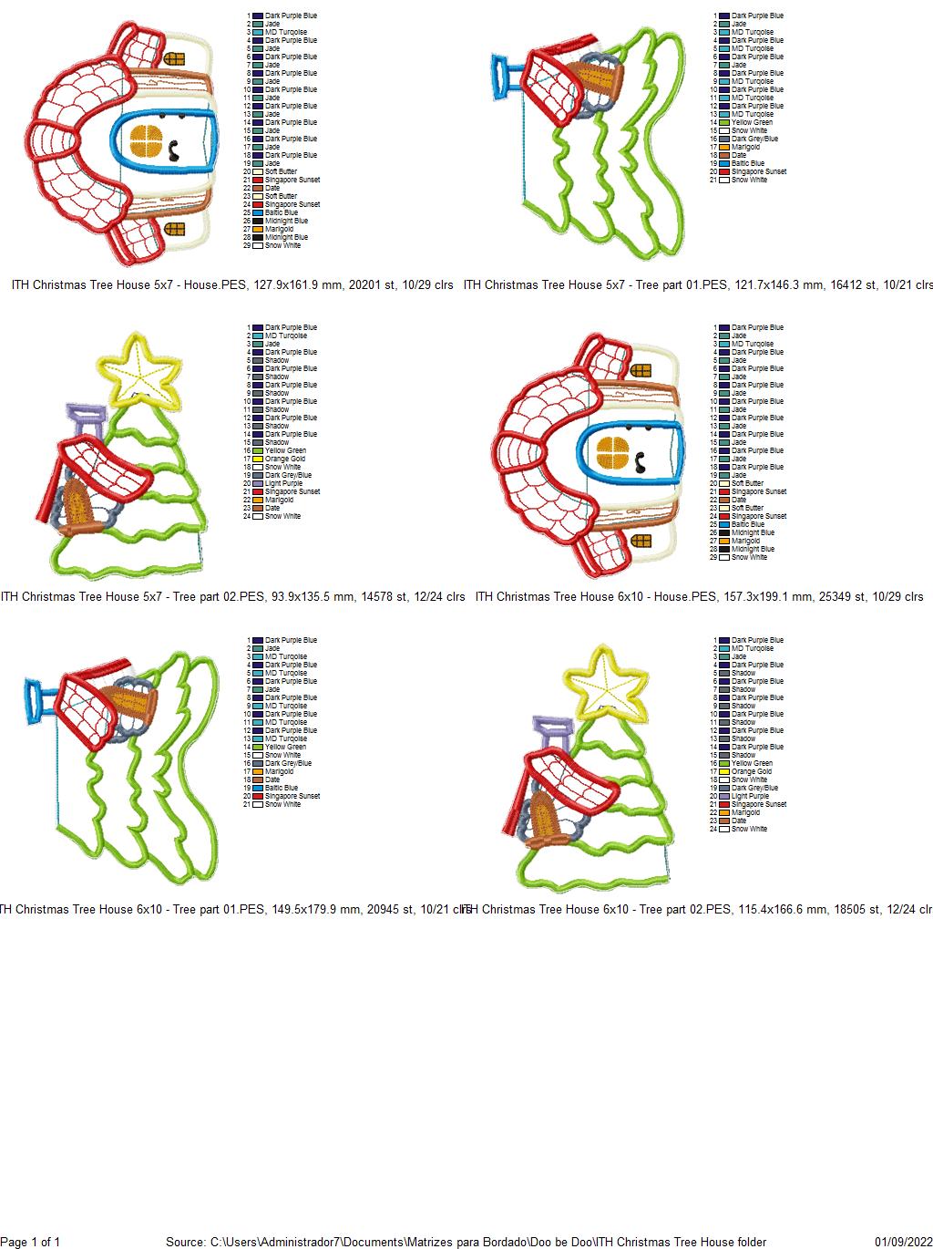 Christmas Tree House Vase Ornament - ITH Project - Machine Embroidery Design