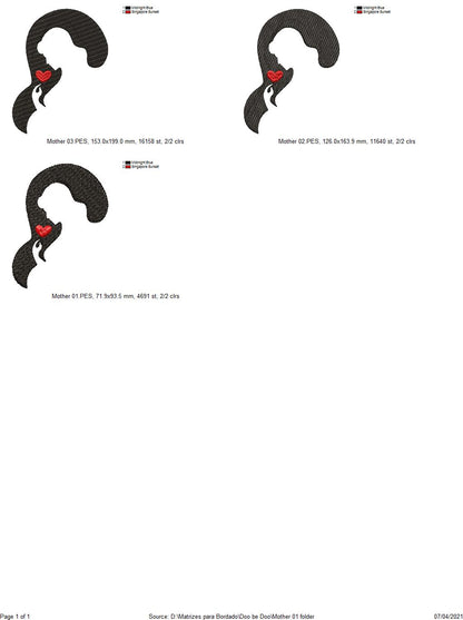 Mothers Day Silhouette - Fill Stitch