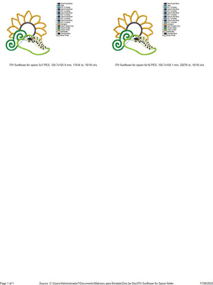 Sunflower Spoon Ornament - ITH Project - Machine Embroidery Design