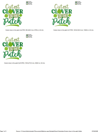 Cutest clover in the patch - Satin Stitch