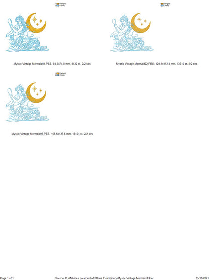 Mystic Mermaid and Merman Pack with 2 designs - Fill Stitch