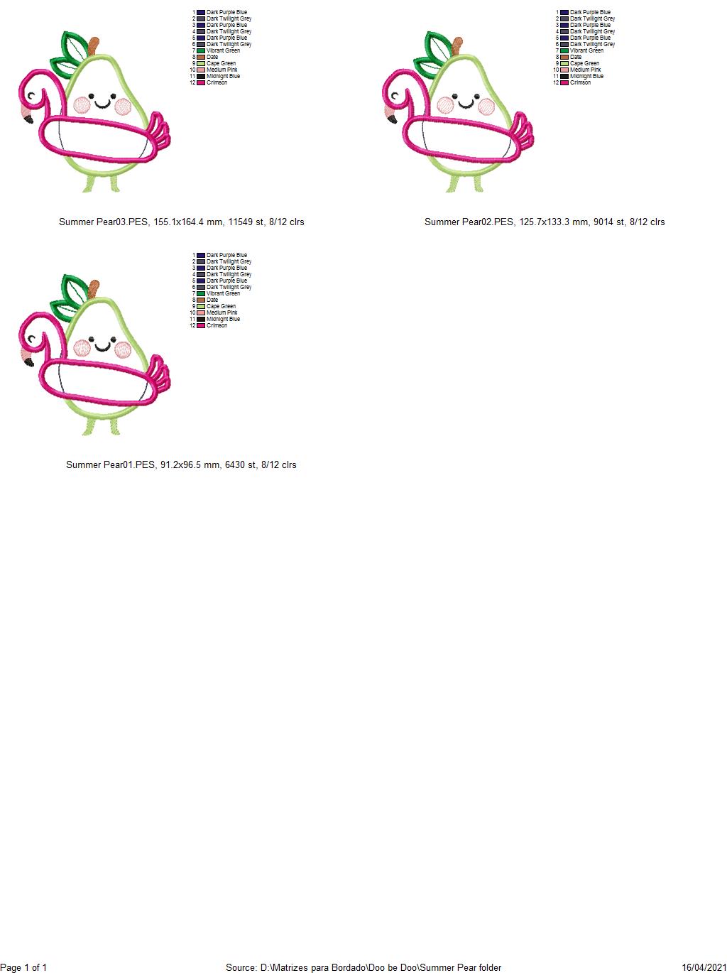 Summer Fruits Pack with 6 designs - Applique