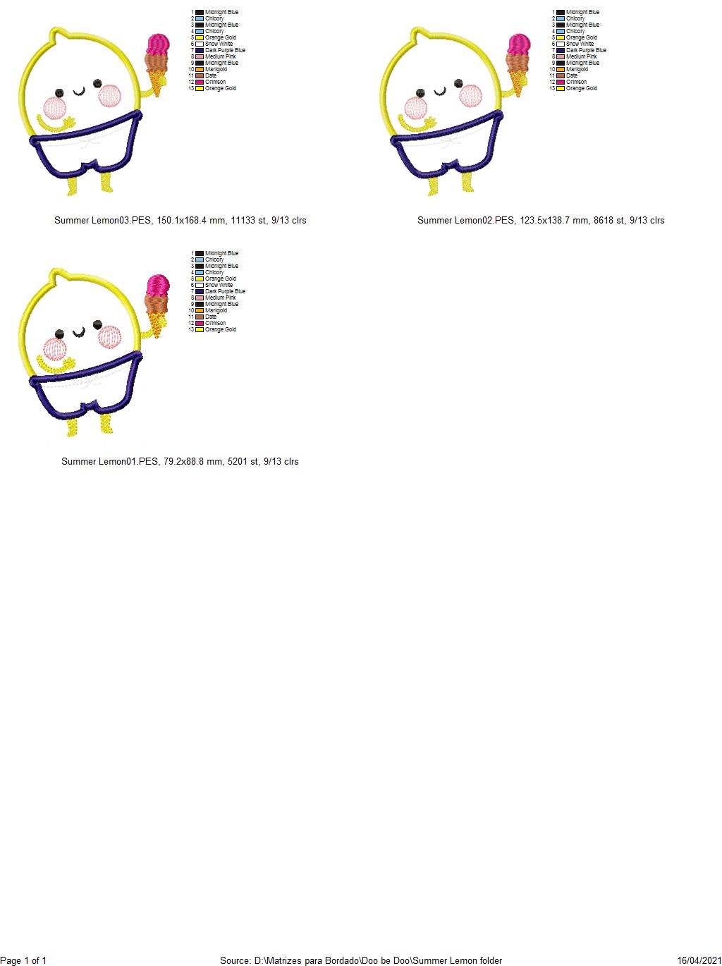 Summer Fruits Pack with 6 designs - Applique