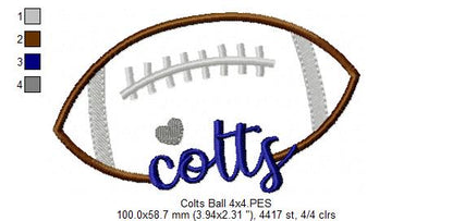 Colts Football - Satin Stitch – Machine Embroidery Design