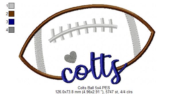 Colts Football - Satin Stitch – Machine Embroidery Design