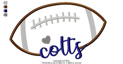 Colts Football - Satin Stitch – Machine Embroidery Design