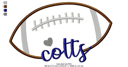 Colts Football - Satin Stitch – Machine Embroidery Design