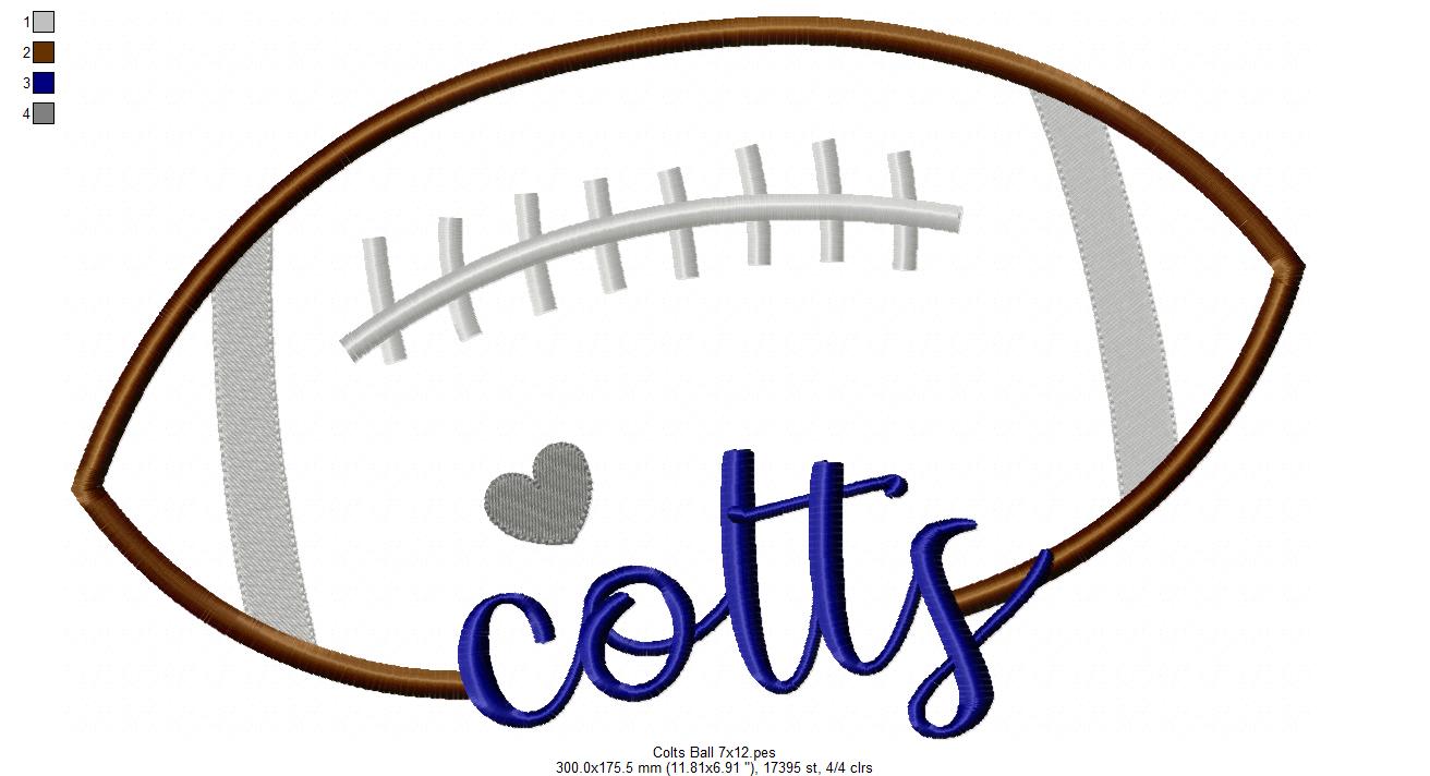 Colts Football - Satin Stitch – Machine Embroidery Design
