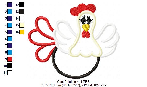 Cool Chicken - Applique Embroidery