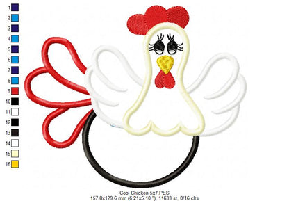 Cool Chicken - Applique Embroidery