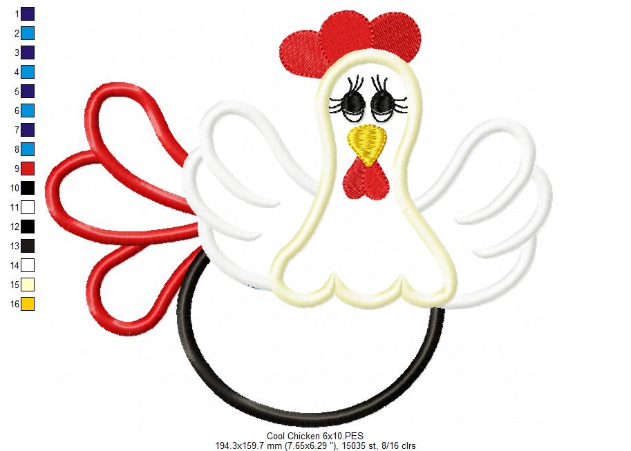 Cool Chicken - Applique Embroidery