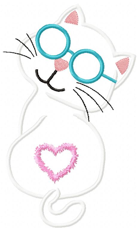 Cat Cool Kitty - Applique - Machine Embroidery Design
