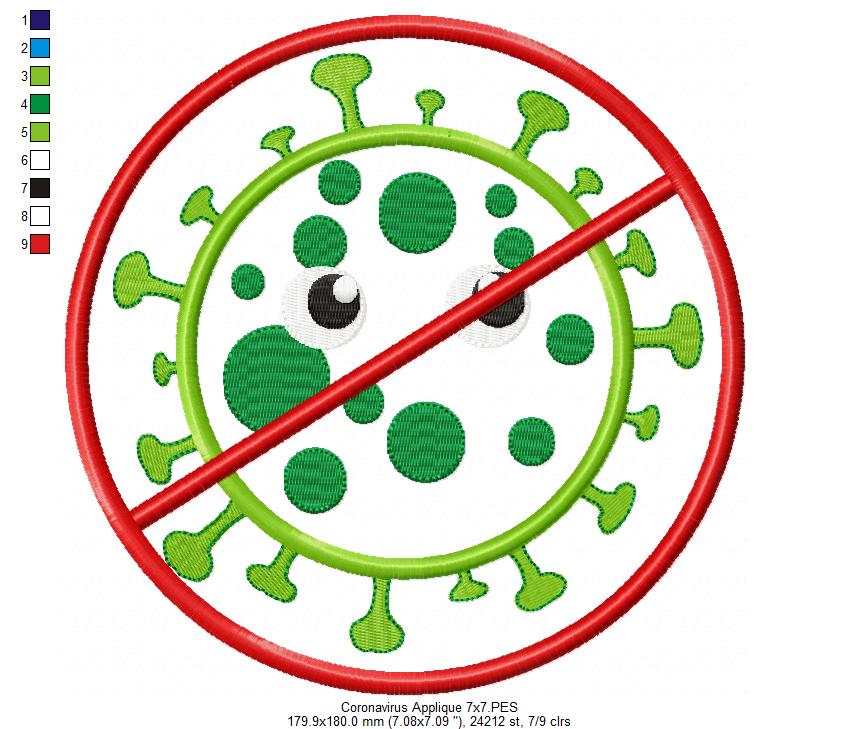 Coronavirus Covid-19 - Applique Embroidery