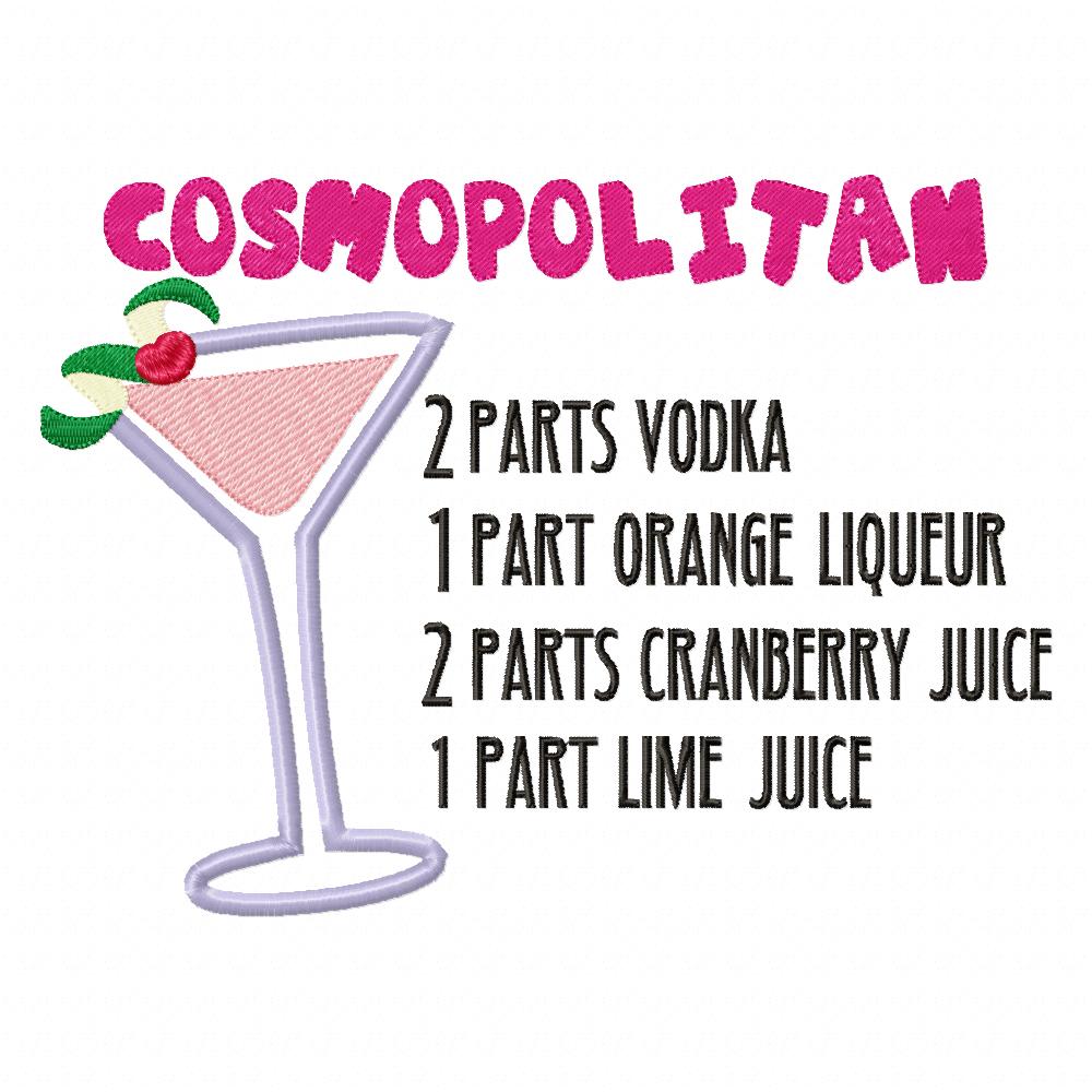 Cocktails Recipe Embroidery Collection - Applique - Set of 18 designs