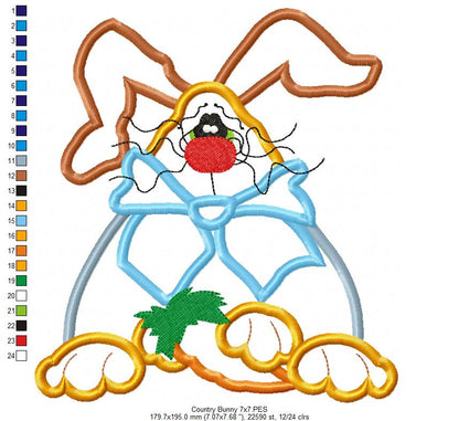 Country Easter Bunny with Carrot - Applique
