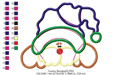 Country Reindeer - Applique - Machine Embroidery Design