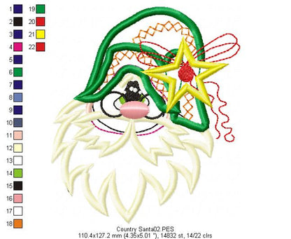 Country Mystic Santa Claus - Christmas Applique - Machine Embroidery Design