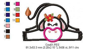 Cute Cow  - Applique