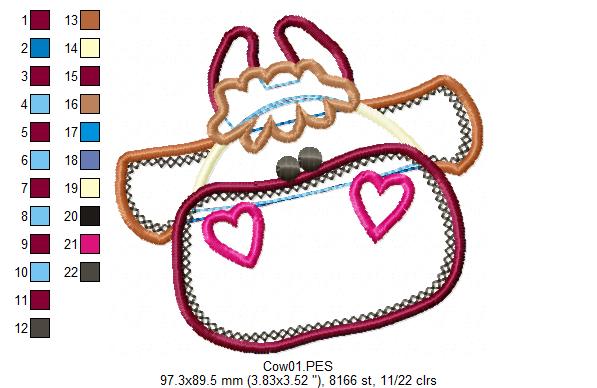 Cute Cow  - Applique