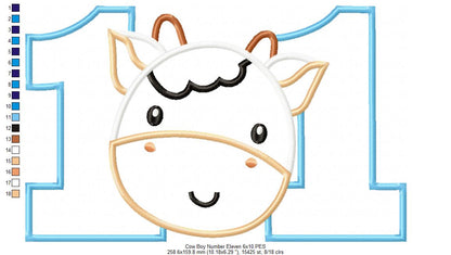 Cow Boy Number Eleven 11 Elenth Birthday - Applique