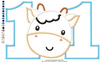 Cow Boy Number Eleven 11 Elenth Birthday - Applique
