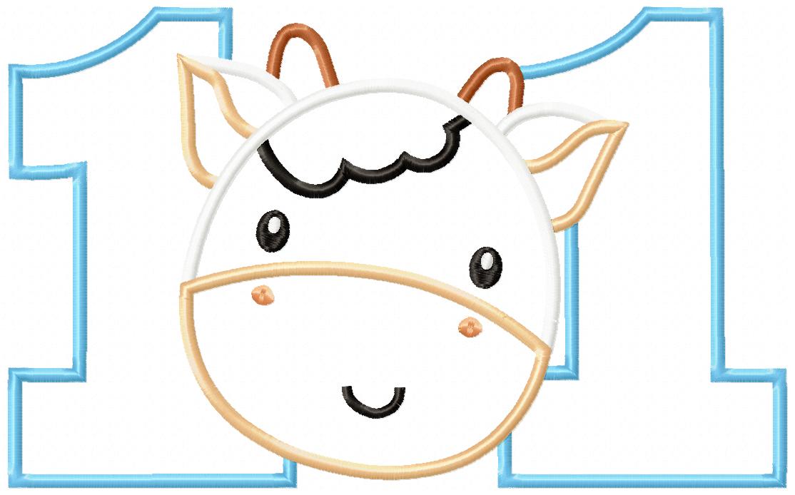 Cow Boy Birthday Set Numbers 1-11 - Applique