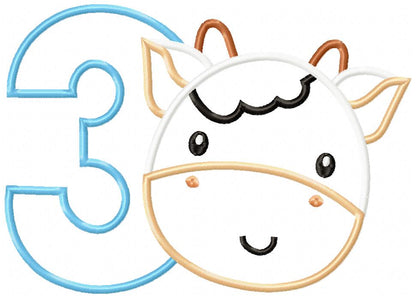 Cow Boy Birthday Set Numbers 1-11 - Applique