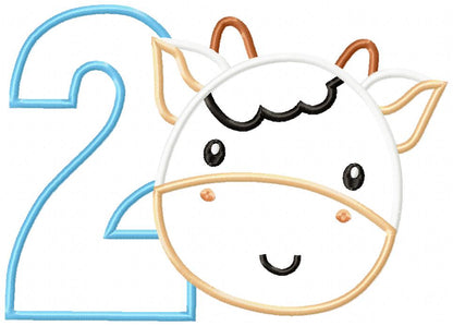 Cow Boy Number 2 Two 2nd Birthday - Applique