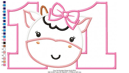 Cow Girl Number Eleven 11 Elenth Birthday - Applique