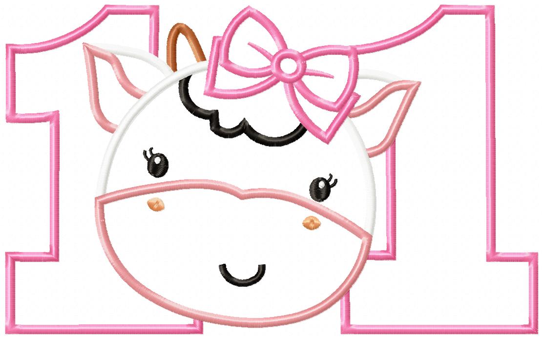 Cow Girl Numbers Collection - Applique - Machine Embroidery Design